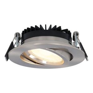 HOFTRONIC Dimbare LED inbouwspot Rome – RVS – 6 Watt – Kantelbaar – 2700K warm wit – IP44 – Geringe inbouwdiepte