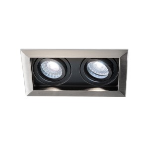 HOFTRONIC Durham Inbouwspot Dubbel RVS – GU10 5 Watt 400 lumen – 6000K Daglicht wit – Kantelbaar – IP20 – Rechthoek