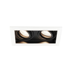 HOFTRONIC Durham Inbouwspot Dubbel Wit – GU10 5 Watt 400 lumen – 4000K Neutraal wit – Kantelbaar – IP20 – Rechthoek