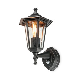 HOFTRONIC Huron Buitenlamp klassiek mat zwart met bewegingsmelder IP44 waterdicht en 3 jaar garantie