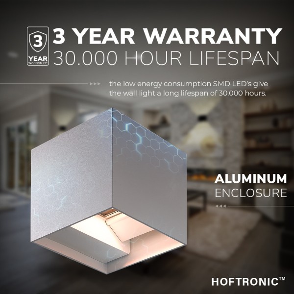 hoftronic kansas led wandlamp 3000k warm wit 7 wat 6