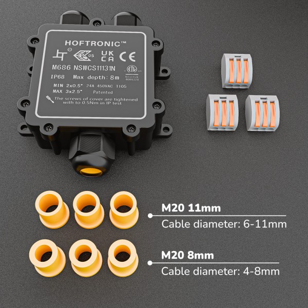 hoftronic lasdoos ip68 waterdicht voor 3 kabels y 4