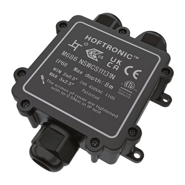 hoftronic lasdoos ip68 waterdicht voor 3 kabels y