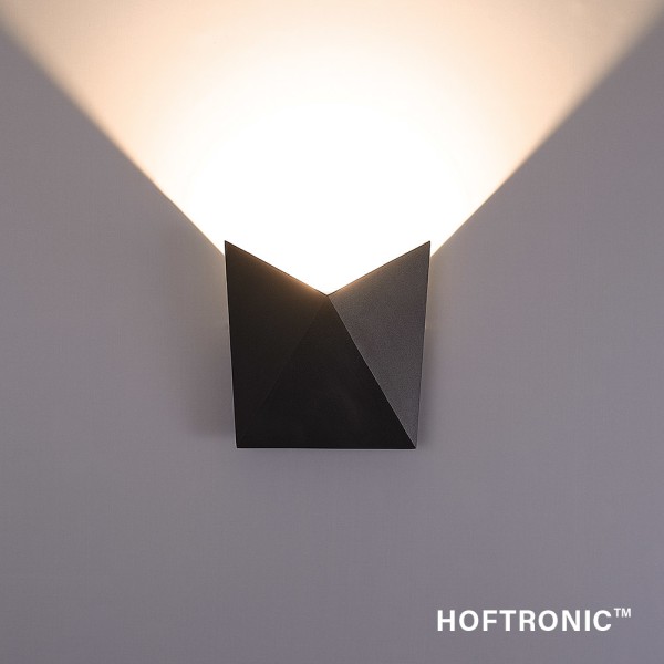 hoftronic led wandlamp tria zwart 7 watt 3000k ip5 4