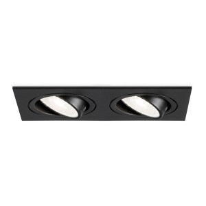 HOFTRONIC Mallorca dubbele LED inbouwspot vierkant – Kantelbaar – 6000K Daglicht wit – GU10 – 5 Watt – Rechthoekig – GU10 verwisselbare lichtbron – Plafondspot voor binnen – Zwart