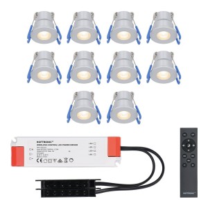 HOFTRONIC Milano – 10x inbouwspots veranda – Dimbaar LED – Complete set met afstandsbediening – Plug & Play – 12 Volt 3 watt – 2700K 200 lumen – IP65 waterdicht – RVS