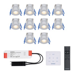 Cree Milano – 10x inbouwspots veranda – Dimbaar LED – Complete set met afstandsbediening & muurdimmer – Plug & Play – 12 Volt 3 watt – 2700K 200 lumen – IP65 waterdicht – RVS