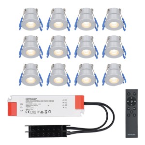 HOFTRONIC Milano – 12x inbouwspots veranda – Dimbaar LED – Complete set met afstandsbediening – Plug & Play – 12 Volt 3 watt – 2700K 200 lumen – IP65 waterdicht – RVS