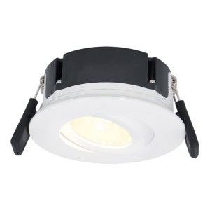 Hoftronic Napels LED inbouwspot extra plat – 8W 570lm – 2700K warm wit – Dimbaar – Rond – 360 Kantelbaar – IP65 waterdicht – Wit