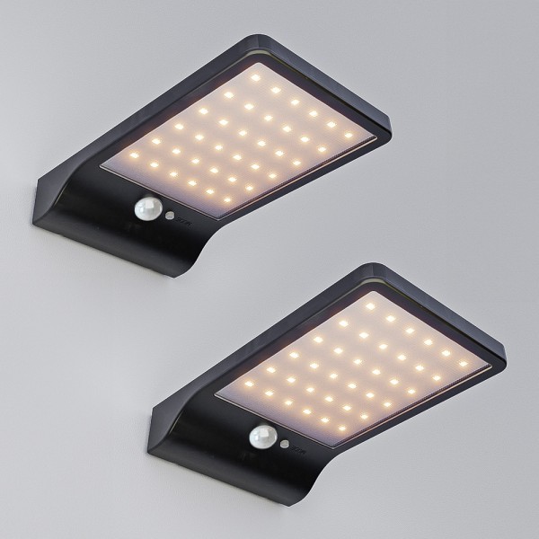 hoftronic set van 2 macon led solar wandlampen sli