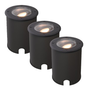 HOFTRONIC Set van 3 Lilly dimbare LED Grondspot – Kantelbaar – Overrijdbaar – Rond – 2700K warm wit – IP67 waterdicht – 3 jaar garantie – Zwart