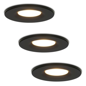 Hoftronic Set van 3 stuks Dimbare LED inbouwspot zwart Venezia 6 Watt 2700K IP65