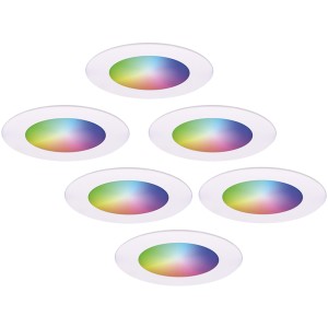 Homeylux Set van 6 Aura – Smart inbouwspots – WiFi + Bluetooth – 12W 1050lm Superbright – RGBWW Dimbaar – Wit – IP44 Waterdicht – Google home , Alexa en Siri – Smart spotjes