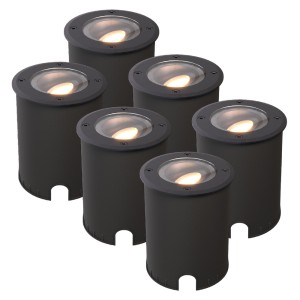 HOFTRONIC Set van 6 Lilly dimbare LED Grondspot – Kantelbaar – Overrijdbaar – Rond – 2700K warm wit – IP67 waterdicht – 3 jaar garantie – Zwart