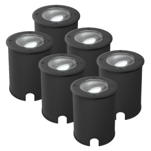 HOFTRONIC Set van 6 Lilly dimbare LED Grondspot – Kantelbaar – Overrijdbaar – Rond – 6500K daglicht wit – IP67 waterdicht – 3 jaar garantie – Zwart