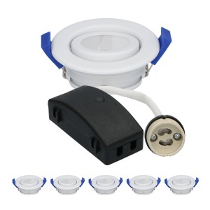 HOFTRONIC Set van 6 Peru LED inbouwspots – Kantelbaar armatuur – GU10 fitting – IP65 waterdicht – LED inbouwspot badkamer en buiten – Wit