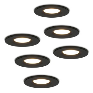 Hoftronic Set van 6 stuks Dimbare LED inbouwspot zwart Venezia 6 Watt 2700K IP65