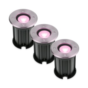 HOFTRONIC SMART 3x Maisy Smart LED Grondspot – Rond – RVS – RGBWW – 5 Watt – IP67 straal waterdicht – 3 jaar garantie