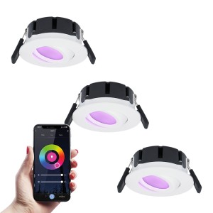 HOFTRONIC SMART 3x Smart LED inbouwspots Napels wit 8 Watt RGBWW IP65 kantelbaar WiFi + Bluetooth