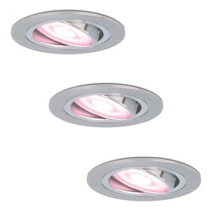 Hofronic Set van 3 Chandler Smart inbouwspots – WiFi + Bluetooth – Bestuurbaar via App – RGBWW Dimbaar – RVS – kantelbaar – IP20 – Google home , Alexa en Siri – Smart spotjes