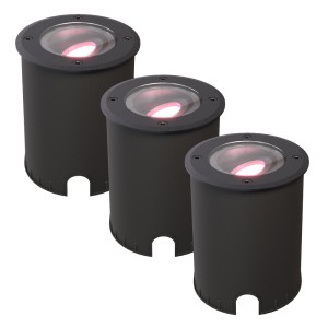 HOFTRONIC SMART Set van 3 Lilly smart Grondspot Zwart – Kantelbaar – Overrijdbaar – Rond – RGB + WW – WiFi + BLE – IP67 waterdicht – 3 jaar garantie