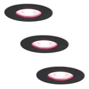 Hofronic Set van 3 stuks smart WiFi dimbare RGBWW LED inbouwspots Bari zwart 5,5 Watt IP65 spuitwaterdicht