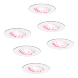 Hofronic Set van 6 Pittsburg – Smart inbouwspots – WiFi + Bluetooth – Bestuurbaar via App – RGBWW Dimbaar – Wit – kantelbaar – IP20 – Google home , Alexa en Siri – Smart spotjes