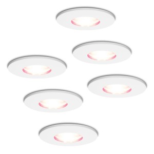 Hofronic Set van 6 stuks smart WiFi RGBWW LED inbouwspots Barcelona wit 5,5 Watt IP44