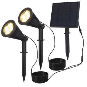 HOFTRONIC Solar LED Tuinspot Bend Duo met los zonnepaneel 3000K warm wit Prikspot