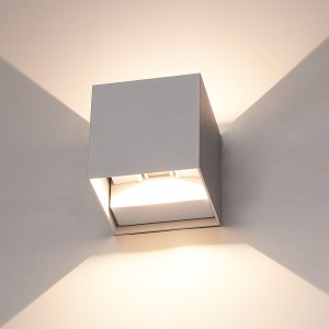 INTOLED LED wandlamp 6 Watt 3000K Up & Down light IP65 grijze Cube