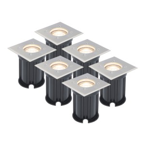 V-TAC 6x Dimbare LED grondspot – Vierkant – RVS – 2700K warm wit – 5 Watt – IP65 straal waterdicht – 2 jaar garantie