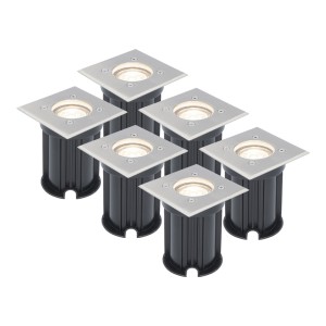 V-TAC 6x Dimbare LED grondspot – Vierkant – RVS – 4000K neutraal wit – 5 Watt – IP65 straal waterdicht – 3 jaar garantie