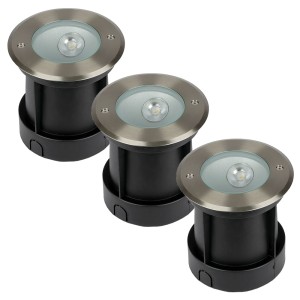 V-TAC Set van 3 grondspots RVS rond 8 Watt 4000K Oblique 20 IP67 waterdicht 2 jaar garantie