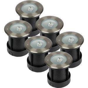 V-TAC Set van 6 grondspots RVS rond 8 Watt 4000K Oblique 20 IP67 waterdicht 2 jaar garantie