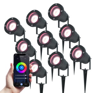 V-TAC Set van 9 Smart LED Prikspots – RGBWW lichtkleuren – Kantelbaar – IP44 Vochtbestendig – Aluminium – Tuinspot – Geschikt voor in de tuin – Zwart – 3 jaar garantie