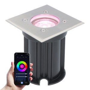 V-TAC Smart LED Grondspot – Vierkant – RVS – RGBWW – 5 Watt – IP65 straal waterdicht – 2 jaar garantie